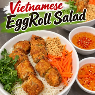 Vietnamese Egg Rolls Over Rice Noodle Salad