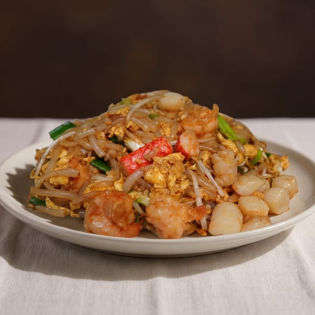 "Lort Cha" Short Noodle Stir Fried with Beef.