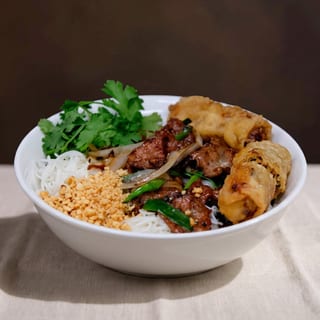 Pork or Tofu Over Rice Noodle Salad