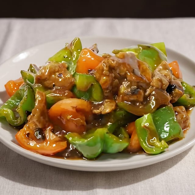 Beef, Tomato & Green Pepper.