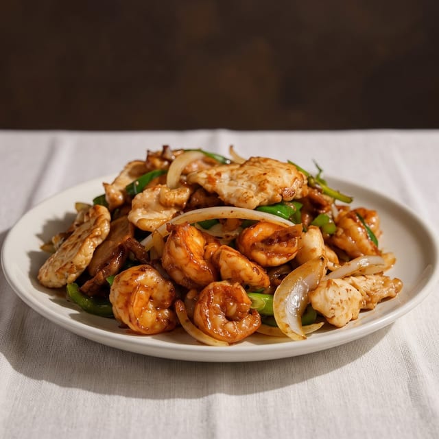 Pork, Chicken & Shrimp Scallion Specialty.