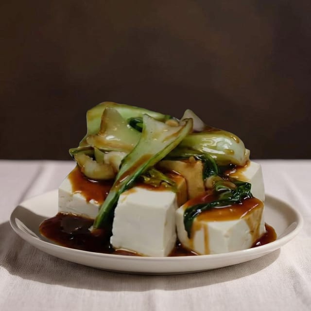 Steamed To-Fu with Bok Choy.