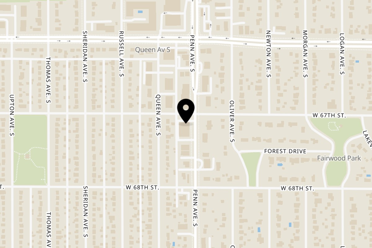 Map showing the location of Red Pepper on 6700 Penn Ave S in Richfield